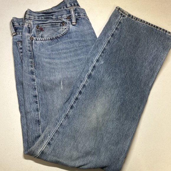 Ralph Lauren Polo Jeans 15941 Mens 36x30 Blue Denim Straight Leg Medium Wash - Picture 2 of 16